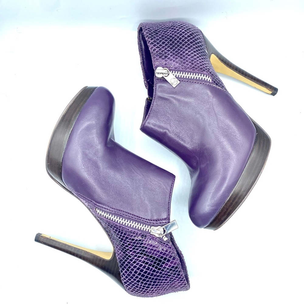 Michael by Michael Korrs | Purple Snakeskin Heeled Ankle Booties